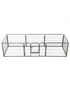 Box per Cani con 8 Pannelli in Acciaio 60x80 cm Nero 2