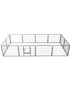 Box per Cani con 12 Pannelli in Acciaio 80x60 cm Nero 2