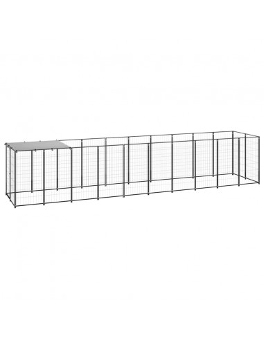 Gabbia per Cani Nera 6,05 m² in Acciaio