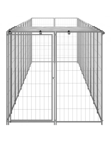 Gabbia per Cani Argento 6,05 m² in Acciaio