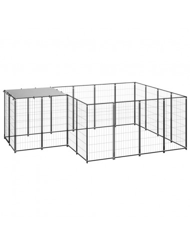 Gabbia per Cani Nera 6,05 m² in Acciaio