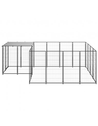 Gabbia per Cani Nera 6,05 m² in Acciaio