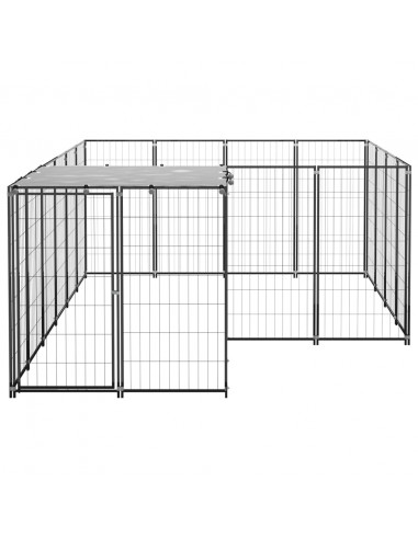 Gabbia per Cani Nera 6,05 m² in Acciaio
