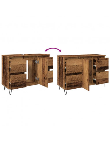 Mobile da Bagno Legno Antico 80x33x60 cm in Truciolato