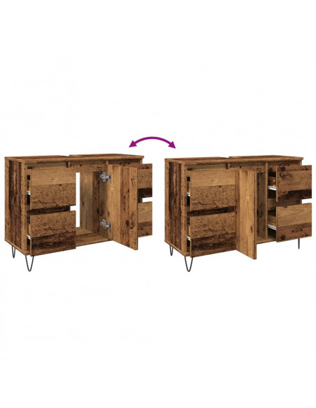 Mobile da Bagno Legno Antico 80x33x60 cm in Truciolato