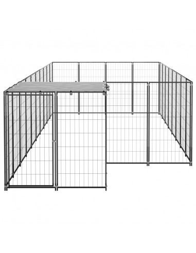 Gabbia per Cani Nera 10,89 m² in Acciaio