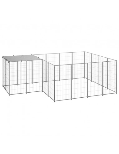 Gabbia per Cani Argento 6,05 m² in Acciaio