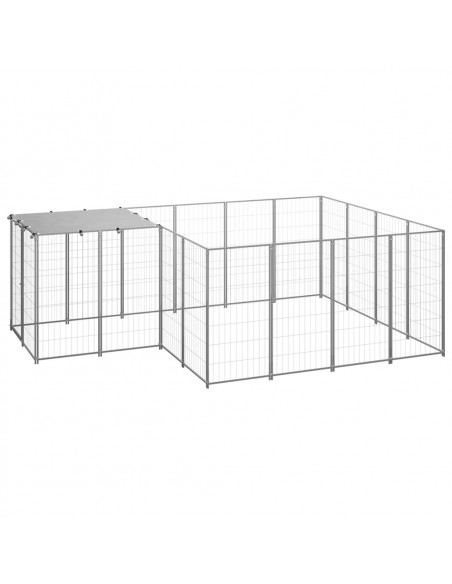 Gabbia per Cani Argento 6,05 m² in Acciaio