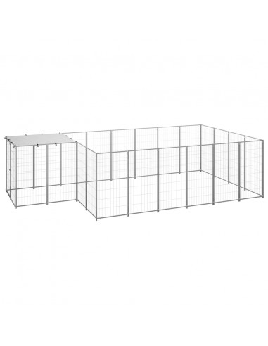 Gabbia per Cani Argento 8,47 m² in Acciaio