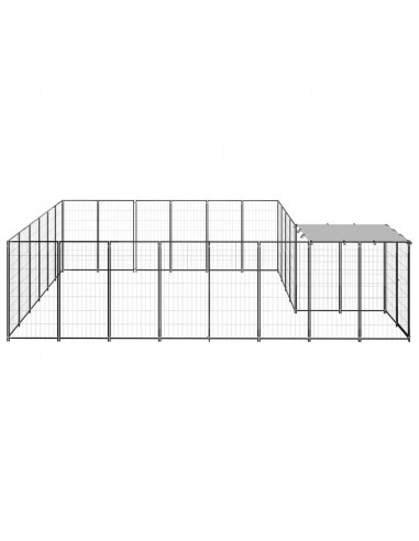 Gabbia per Cani Nera 12,1 m² in Acciaio