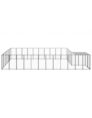 Gabbia per Cani Nera 19,36 m² in Acciaio
