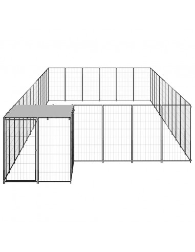 Gabbia per Cani Nera 22,99 m² in Acciaio
