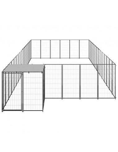 Gabbia per Cani Nera 26,62 m² in Acciaio