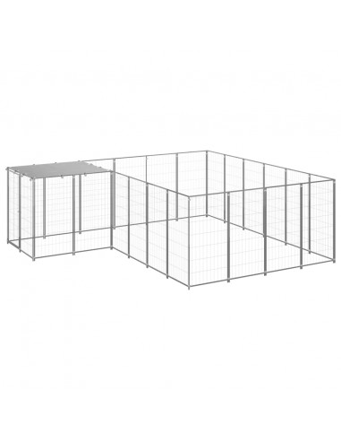 Gabbia per Cani Argento 8,47 m² in Acciaio