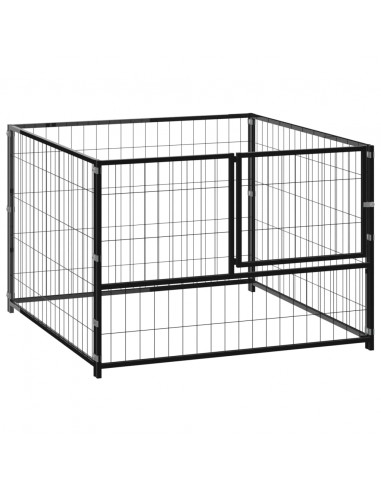 Gabbia per Cani Nera 100x100x70 cm in Acciaio