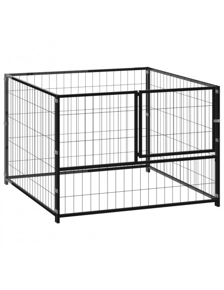 Gabbia per Cani Nera 100x100x70 cm in Acciaio