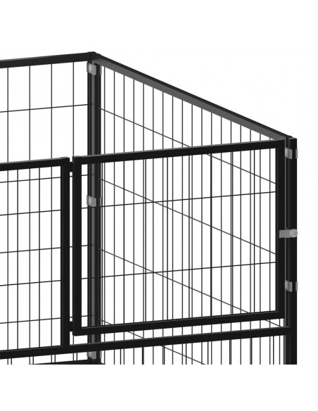 Gabbia per Cani Nera 100x100x70 cm in Acciaio