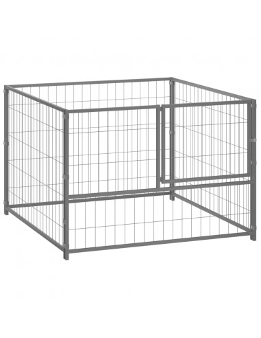 Gabbia per Cani Argento 100x100x70 cm in Acciaio