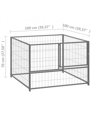 Gabbia per Cani Argento 100x100x70 cm in Acciaio