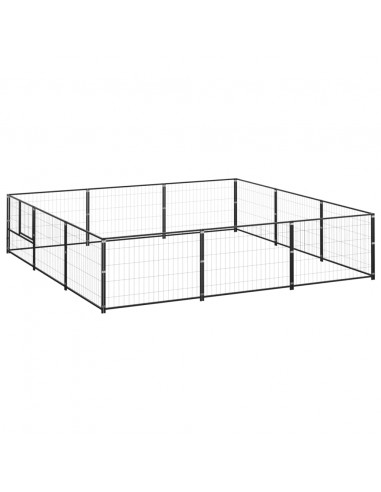 Gabbia per Cani Nera 9 m² in Acciaio