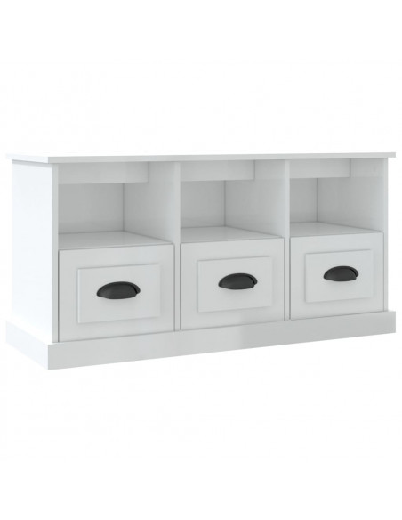 Mobile Porta TV Bianco Lucido 100x35x50 cm in Legno Multistrato