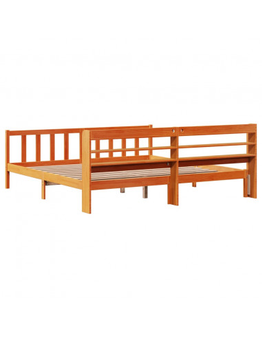 Giroletto con Testiera Marrone Cera 200x200 cm Massello Pino