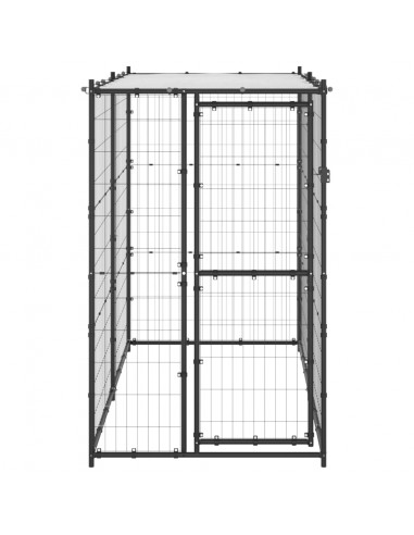 Gabbia per Cani da Esterno in Acciaio con Tetto 110x220x180 cm