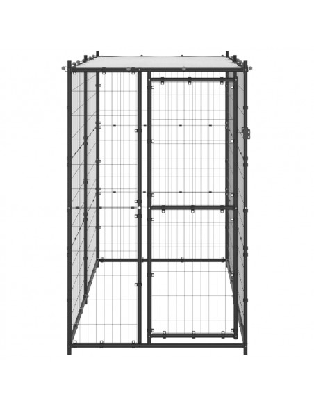 Gabbia per Cani da Esterno in Acciaio con Tetto 110x220x180 cm