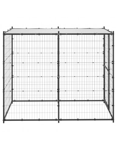 Gabbia per Cani da Esterno in Acciaio con Tetto 110x220x180 cm