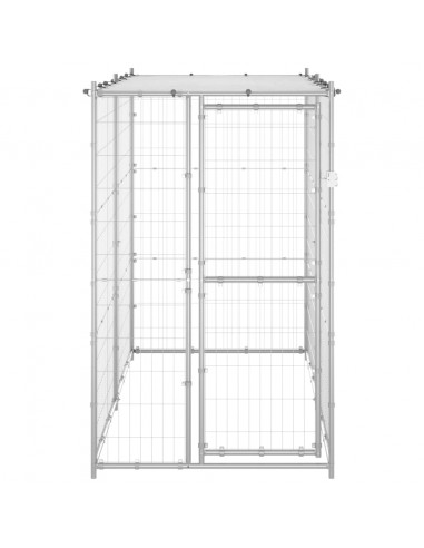 Gabbia per Cani da Esterno in Acciaio con Tetto 110x220x180 cm