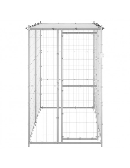 Gabbia per Cani da Esterno in Acciaio con Tetto 110x220x180 cm