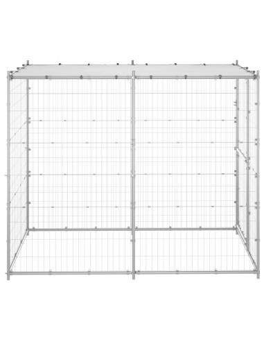Gabbia per Cani da Esterno in Acciaio con Tetto 110x220x180 cm