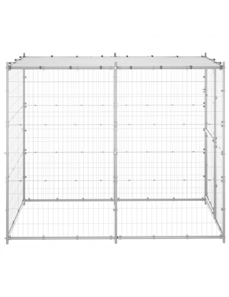Gabbia per Cani da Esterno in Acciaio con Tetto 110x220x180 cm