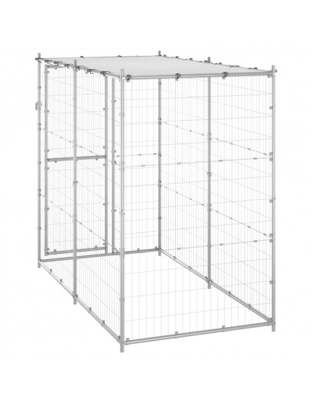 Gabbia per Cani da Esterno in Acciaio con Tetto 110x220x180 cm