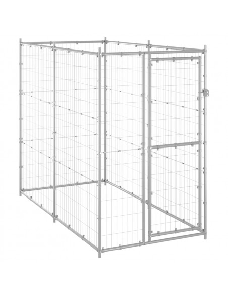 Gabbia per Cani da Esterno in Acciaio Zincato 110x220x180 cm