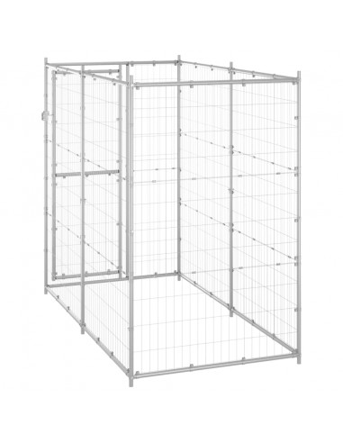 Gabbia per Cani da Esterno in Acciaio Zincato 110x220x180 cm