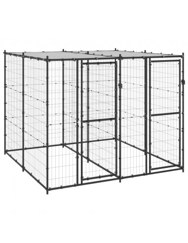Gabbia per Cani da Esterno in Acciaio con Tetto 4,84 m²