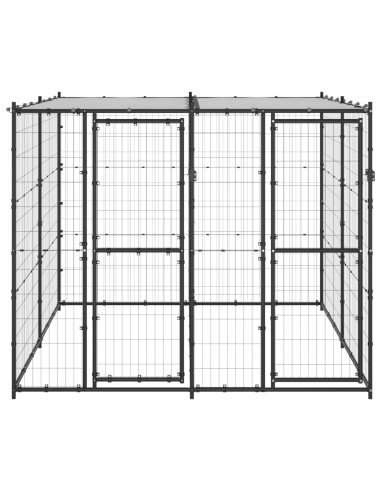 Gabbia per Cani da Esterno in Acciaio con Tetto 4,84 m²