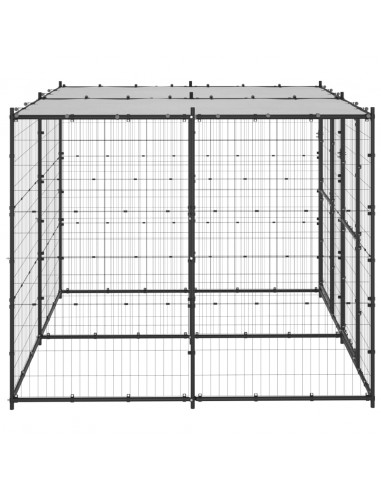 Gabbia per Cani da Esterno in Acciaio con Tetto 4,84 m²