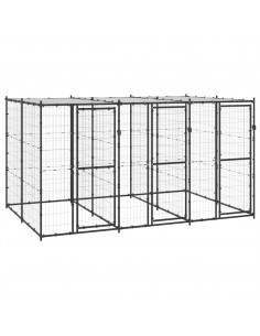 Gabbia per Cani da Esterno in Acciaio con Tetto 7,26 m² 2
