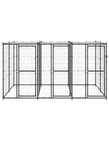 Gabbia per Cani da Esterno in Acciaio con Tetto 7,26 m²