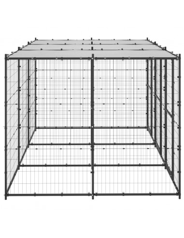 Gabbia per Cani da Esterno in Acciaio con Tetto 7,26 m²