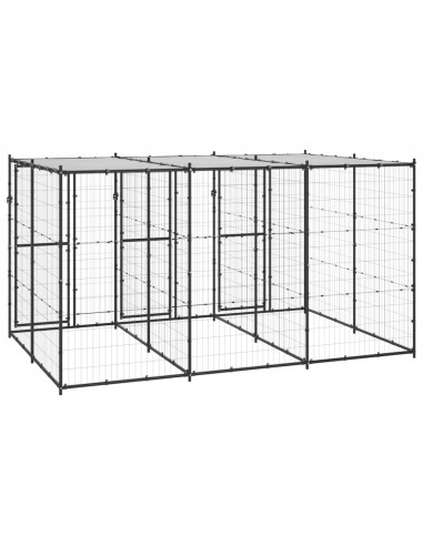 Gabbia per Cani da Esterno in Acciaio con Tetto 7,26 m²