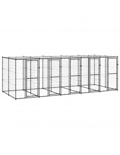 Gabbia per Cani da Esterno in Acciaio con Tetto 12,1 m² 2