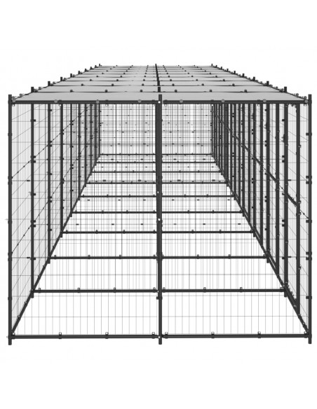 Gabbia per Cani da Esterno in Acciaio con Tetto 21,78 m²