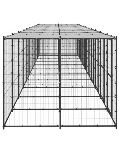 Gabbia per Cani da Esterno in Acciaio con Tetto 26,62 m²