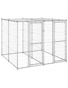 Gabbia per Cani da Esterno in Acciaio Zincato con Tetto 4,84 m² 2