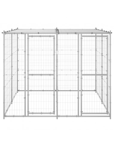 Gabbia per Cani da Esterno in Acciaio Zincato con Tetto 4,84 m²