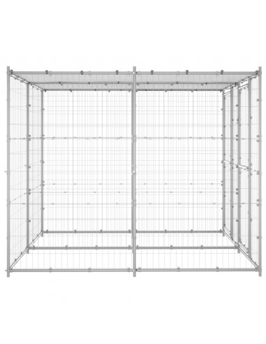 Gabbia per Cani da Esterno in Acciaio Zincato con Tetto 4,84 m²