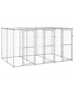Gabbia per Cani da Esterno in Acciaio Zincato con Tetto 7,26 m² 2